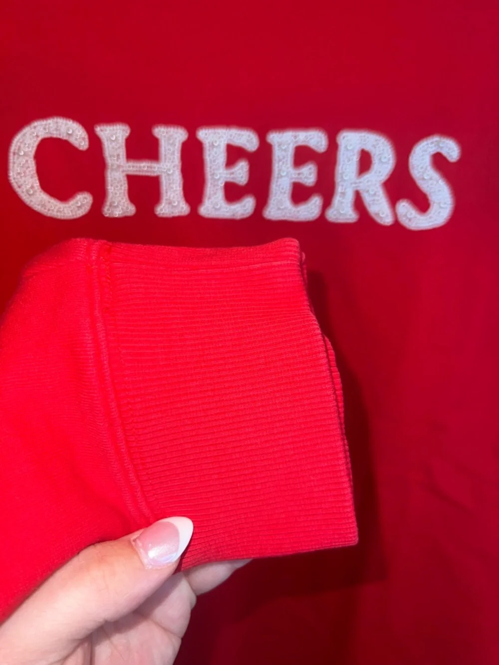 Lilly Pulitzer Cheers Pearl Beaded Crewneck Sweatshirt Red Size Medium - Picture 7 of 12